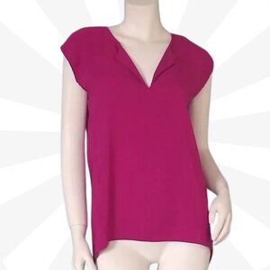 New York & Company Pink Henley Neckline Short Sleeve Knit Tunic Blouse Size XS